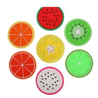 Sous-verres en silicone mignons à motif de fruits, antidérapants et imperméables, vente en gros de tapis de tasse, dessous de verre pour boissons