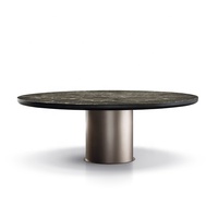 Table à manger moderne en marbre italien avec pieds en métal, forme ronde, mobilier de salle à manger pour 10 personnes