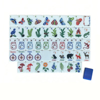 160pcs Set Ubin Mahjong Akrilik Amerika 2-Lapis Gaya Dekorasi Hutan Biru untuk Pesta Permainan Mahjong AS