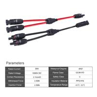 Connecteur de branche solaire en Y étanche IP67 30A, adaptateur parallèle PV 1 vers 2, prise de câble 1000V CC en cuivre PC ABS Mâle/Femelle