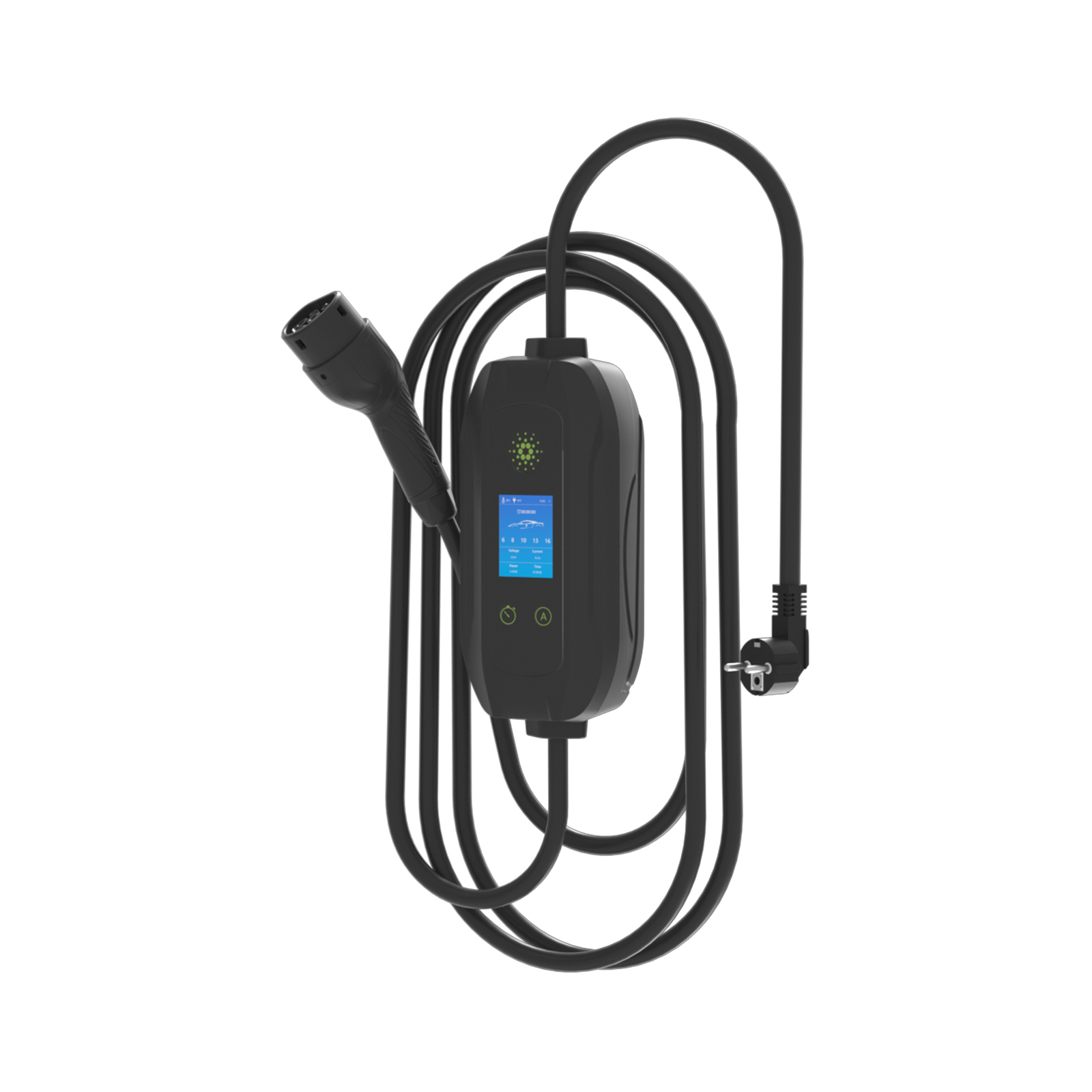 3.5KW-22KW Portable AC EV Charger Adjustable Current LCD Timing Type1 Type2 GBT Handheld Electric Car Charging Cable