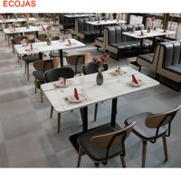 Ensemble de salle à manger pour restaurant avec bancs rembourrés gris, chaises d'appoint et tables lumineuses