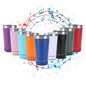 Most Popular Hot Sale Custom Printed Logo Stainless Steel Vaccum Beerinsulated Bluetooth Music Speaker beer tumbler and cups Mug