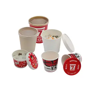 Minlo bols de nouilles en papier kraft jetables biodégradables tasses de soupe chaude logo personnalisé