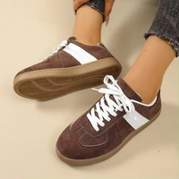 Nouvelles Chaussures d'entraînement allemandes grande taille pour femme, à bout rond, polyvalentes, à lacets, plates, basses, confortables, avec empeigne en PU souple et semelle en caoutchouc