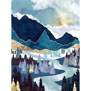 Ensemble de peinture diamant personnalisé lever du soleil entre les montagnes et les eaux ensemble de peinture diamant personnalisé décoration de bureau - Product Image 2