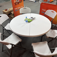 Table pliante en plastique HDPE blanc EARTH pour événements - Utilisation intérieure et extérieure Impression typographique Fabricant chinois Vente en gros