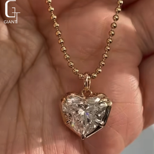 Collana da Donna Trendy con Pendente <span class=keywords><strong>Solitario</strong></span> a Cuore in <span class=keywords><strong>Oro</strong></span> Massiccio 18K con <span class=keywords><strong>Diamante</strong></span> da Laboratorio Certificato IGI HPHT CVD D VS1 di Lusso - Product Image 2