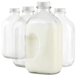 1L glass milk bottle Food grade glass bottle with lid for milk buttermilk honey ketchup jam barbecue sauce