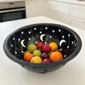 Bandeja para Hornear Antiadherente de Acero Aluminizado Ecológico, Cesta Hueca Negra con Diseño de Luna y Estrella para Frutas, Colador de Alimentos, Tazón para Verduras - Product Image 4