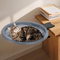 Lit de bureau rond pour chat amovible de 40 cm avec rotation réglable à 360° ° Hamac de fenêtre rotatif pour chat en alliage d'aluminium pour bureau