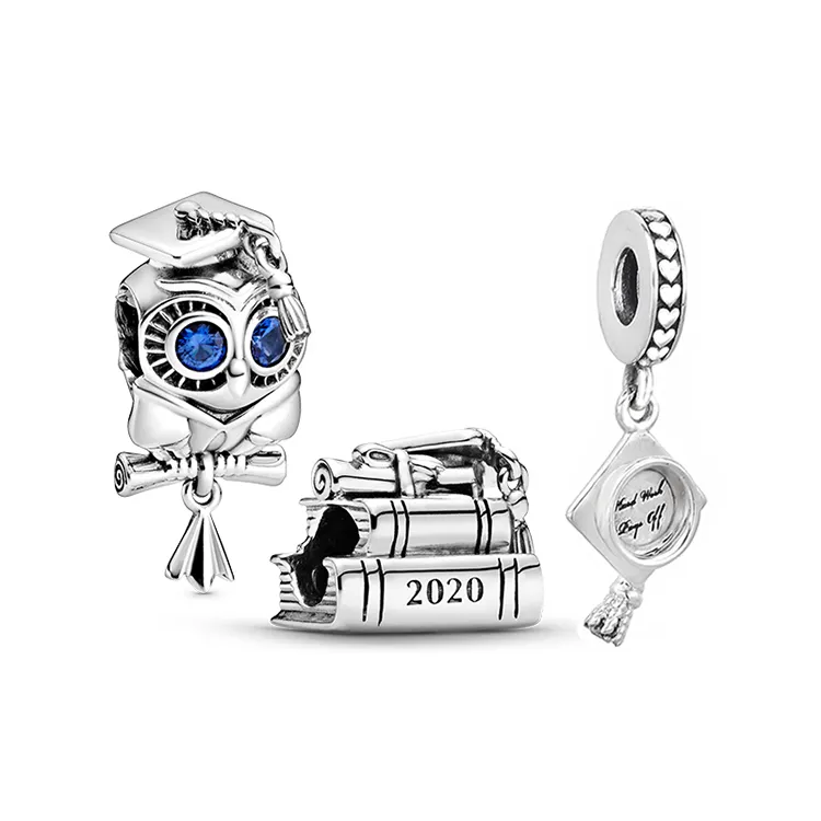 Fabrik preis 925 Sterling Silber 2022 Abschluss buch Wise Owl Charm Perlen für die Herstellung von Armbändern