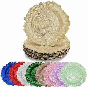 Platos Base Decorativos de Plástico Irrompible de 13 Pulgadas, Color Dorado, para Decoración de Mesa de Recepción de Bodas - Product Image 1
