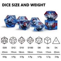 Set Dadu Resin Inti Cair Polihedral DND dengan 7 Buah dan Kotak Hadiah Ramah Lingkungan yang Tahan Lama untuk Permainan Dungeons & Dragons
