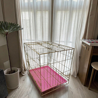 Cage pour animaux de compagnie pliable en fer galvanisé blanc populaire caisse en fil métallique robuste et durable avec plateau en plastique amovible pour petits chiens