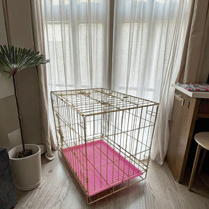 Popüler beyaz galvanizli katlanabilir demir evcil hayvan kafesi küçük köpekler için çıkarılabilir plastik tepsi ile istikrarlı dayanıklı ağır tel sandık - Product Image 6