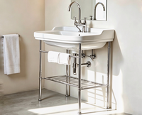 Meuble de salle de bain haut de gamme pour hôtel, cadre en métal chromé, vasque intégrée, pour salles de bain et chambres