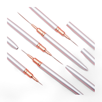 Lot de 5 pinceaux liner pour nail art, manche or rose 7/9/11/15/20mm, pour lignes fines précises et dessin de manucure française