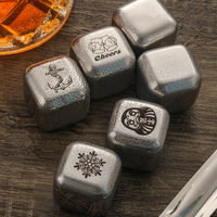 Logo personnalisé pierres de refroidissement, glaçons en métal, Cubes à whisky réutilisables en acier inoxydable, accessoires de Bar