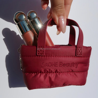 Mini pochette à monnaie et porte-clés en polyester, style tote, avec fermeture éclair, mignonne et petite, pour maquillage et rouge à lèvres, à suspendre