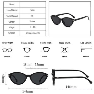 Lunettes de soleil œil de chat rétro unisexe à petite monture personnalisées avec logo 2026, protection UV400, verres PC pour femme - Product Image 6