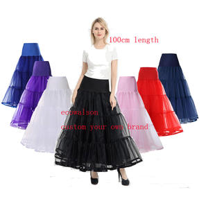 Ecowalson 100CM Long <span class=keywords><strong>Jupon</strong></span> À Volants Crinoline Vintage Mariage De Mariée pour Robes <span class=keywords><strong>Jupon</strong></span> Rockabilly <span class=keywords><strong>Tutu</strong></span> - Product Image 1