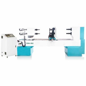 Torno CNC para madera M-shine MS-1516-2S2 con bancada de fundición pesada, husillo de bolas TBI y grabador CNC de cilindros para madera, bambú y columnas romanas - Product Image 1