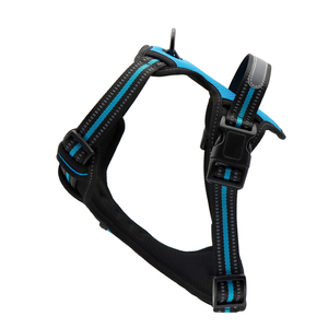 Adjustable Reflective Nylon Dog <b>Harness</b> with Rope Leash Blue and <b>Black</b> Large Size Buckle Closure Simple Style for Dogs - Product Image 2