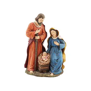 10 Inch Religious Thanksgiving Decoration Resin Jesus Nativity Family Figurine for Home Decoration