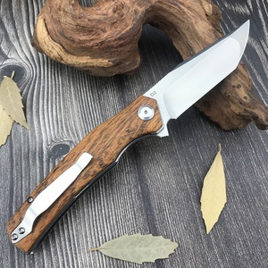 Couteau de poche de sauvetage extérieur à lame en acier D2 de 3,82 pouces, manche en bois de santal doré, couteau pliant EDC pour camping, DIY OEM - Product Image 5