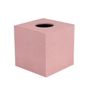 กล่องกระดาษเช็ดหน้าหนัง Shagreen สีชมพู ห้องนั่งเล่นทรงสี่เหลี่ยมกล่องกระดาษทิชชู่ห้องนอน