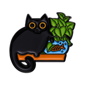 Pin de Esmalte de Gato Negro al por Mayor, Insignias de Gato Mágico con Diseño Floral y Vegetal, Broche Musical con <span class=keywords><strong>Notas</strong></span> de <span class=keywords><strong>Piano</strong></span>, Pin de Solapa de Esmalte Suave con Gato de Dibujos Animados - Product Image 4