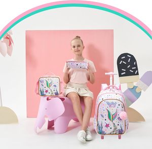 Nueva <span class=keywords><strong>mochila</strong></span> con <span class=keywords><strong>ruedas</strong></span> de dibujos animados a la moda, <span class=keywords><strong>mochila</strong></span> con <span class=keywords><strong>ruedas</strong></span> de <span class=keywords><strong>sirena</strong></span> para niños, <span class=keywords><strong>mochila</strong></span> escolar 3 en 1 con bolsa de almuerzo para niñas - Product Image 6