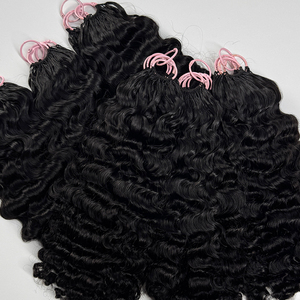 Cabello de ganchillo Goddess Curls, cabello humano negro natural, pre-enrollado, con puntas rizadas suaves, para trenzas bohemias. - Product Image 4