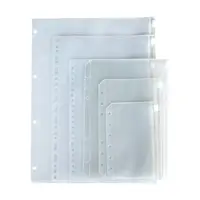 A4 A5 A6 A7 File Binder Uang Tunai Kantong Bening 6 Cincin Ritsleting Plastik PVC Folder Saku Pengisian
