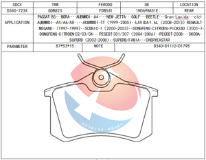 10030811 191615415A D340 SDCX Plaquettes de frein avant automatiques en céramique de qualité authentique pour <span class=keywords><strong>AUDI</strong></span> - Product Image 3