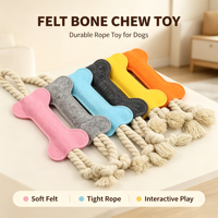 Jouet à mâcher pour chien, corde de traction, jouet à mâcher en feutre en forme d'os, jouet de dentition pour chiot, jouet durable pour animaux de compagnie pour jouer à l'intérieur et à l'extérieur, couleurs macaron, vente en gros