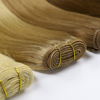 Extensions de cheveux humains bruns 100% naturels, 100 grammes, extensions Genius Weft russes, extensions de cheveux humains tissées à la machine, blondes