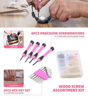 143 pièces 3.6V rose jeu de tournevis sans fil général ménage trousse à outils à main boîte à outils en plastique mallette de rangement OEM personnalisable pour