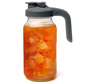 64 oz Sun Tea Pitcher Half Gallon Mason Jar Pitcher with Wide Mouth Airtight Lid