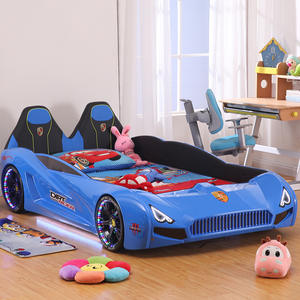JINS Factory che vende direttamente un semplice letto creativo per auto per bambini in pelle di cartone animato letto matrimoniale di colore blu bambini da corsa letti per auto - Product Image 5