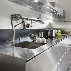 <span class=keywords><strong>Meuble</strong></span> de <span class=keywords><strong>cuisine</strong></span> en acier inoxydable et <span class=keywords><strong>meuble</strong></span> sous évier en métal avec finition <span class=keywords><strong>gris</strong></span> brillant - Product Image 6