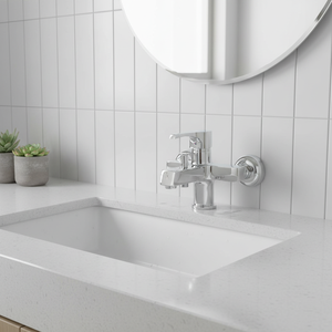 Modern Lead Free Brass Bathroom Bath Mixer Metered Faucets Anti-Scratch Polished <b>Single</b> Handle 4" Centerset Deck Mounted Total - Product Image 3