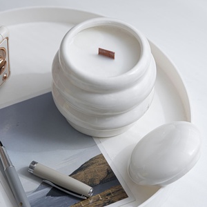 Recipiente de Cerámica para Velas Aromáticas, Moderno y Minimalista, con Tapa, para Fabricación de Velas de Cera de Soja - Product Image 5