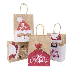 Sac en papier kraft fin à estampage à chaud, sac cadeau pour les fêtes, sac en papier pour les courses, logo personnalisé, taille personnalisée acceptée - Product Image 3