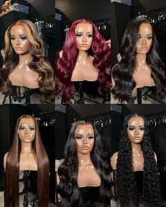 Perruques bouclées en <span class=keywords><strong>cheveux</strong></span> humains birmans, haute densité, 13x6, sans colle, avec dentelle transparente, mèches 4P30, perruque frontale bouclée en dentelle, vente en gros - Product Image 4