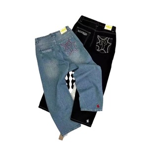 <span class=keywords><strong>Jeans</strong></span> Larghi a <span class=keywords><strong>Vita</strong></span> <span class=keywords><strong>Alta</strong></span> da <span class=keywords><strong>Uomo</strong></span> Stile Hip-Hop Retro Americano con Rivestimento Verticale e Motivo a Lettere E-commerce - Product Image 3