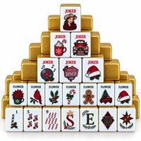 Tuiles de Mahjong de Noël dorées, directement de l'usine, en acrylique, pour soirées de jeu en famille