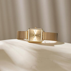 Montre-bracelet carrée de luxe Gohuos 7823, nouvelle mode, pour femme, style minimaliste, en acier doré, mouvement à quartz, bracelet en maille, magnifique montre élégante pour dames - Product Image 5