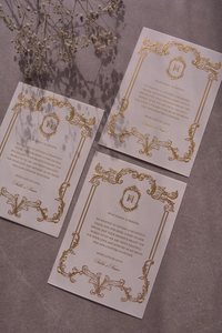 การ์ดเชิญงานแต่งงานแบบราชวงศ์ ปั๊มลายทอง พร้อมเมนูอาหารส่วนตัว สำหรับงานปาร์ตี้และงานองค์กร - Product Image 2